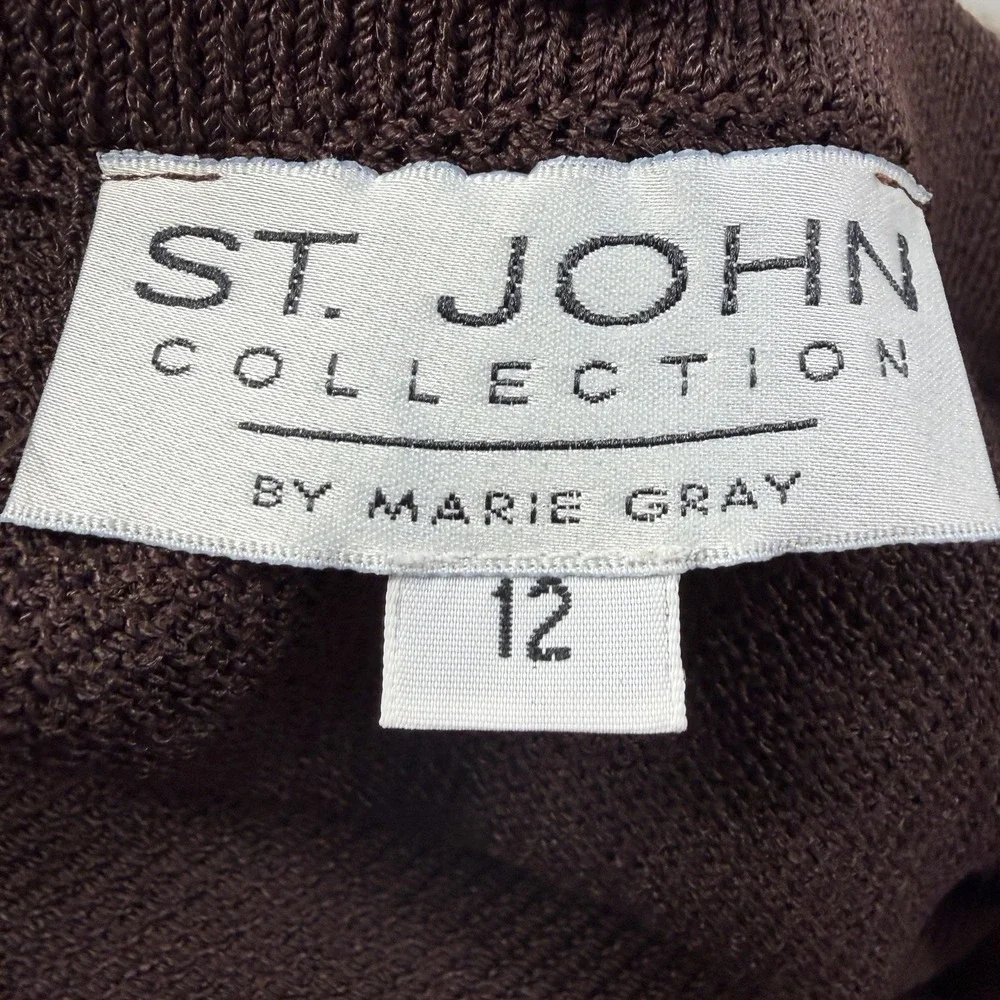 St. John Brown 3 Piece Santana Knit Skirt Set Women's Size 12/2/P - Picture 14 of 16